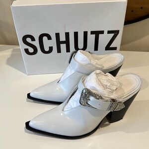 Schutz Jeane Leather Cowboy Mules